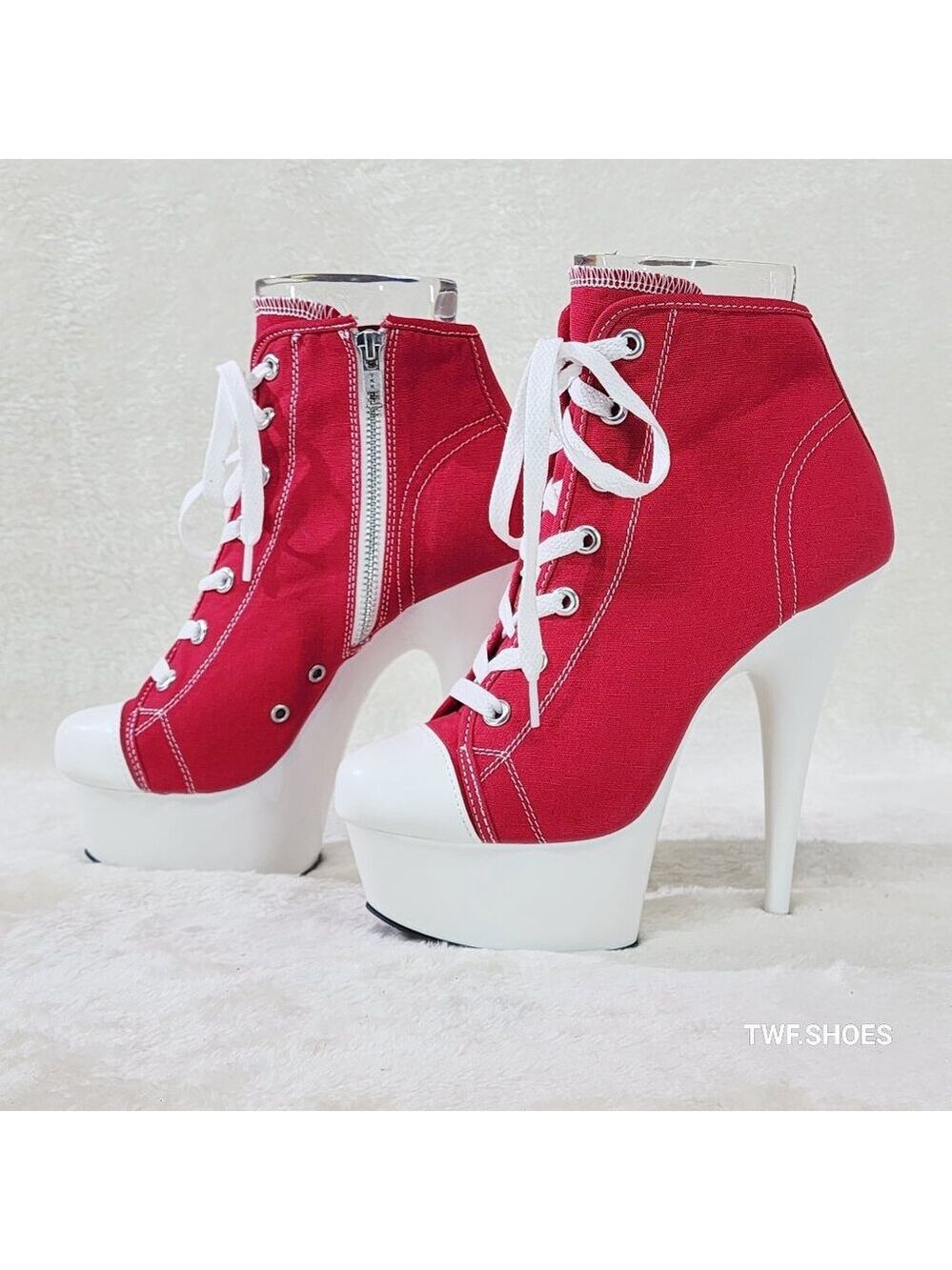 600SK UV High Heel Platform Sneakers Delight Red White Blacklight